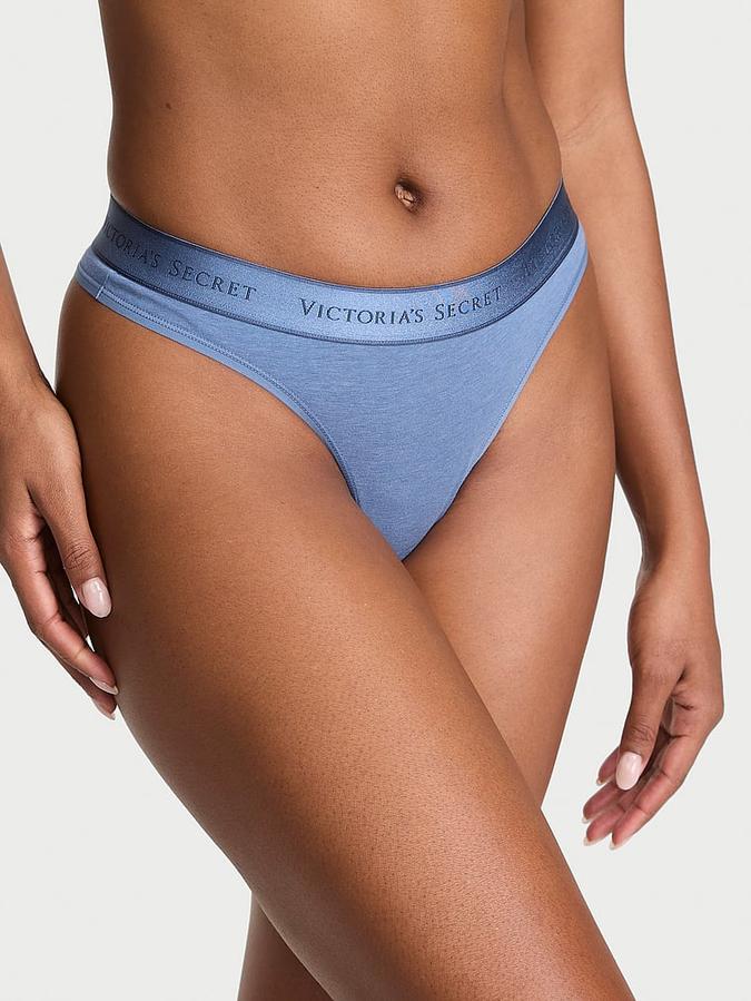 Logo Cotton Thong Panty